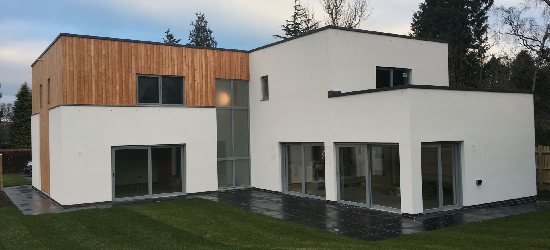 Art Deco style, with larch cladding. 
